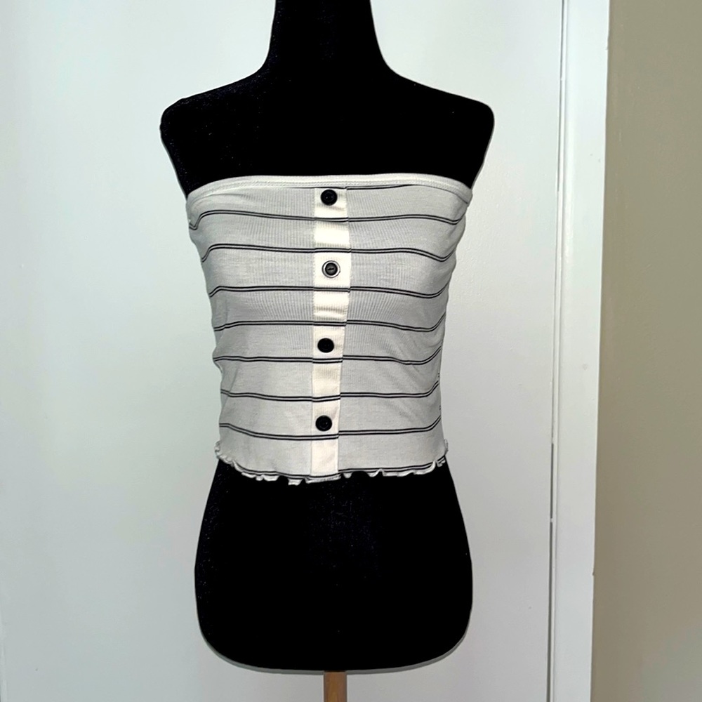 White and black striped tube top